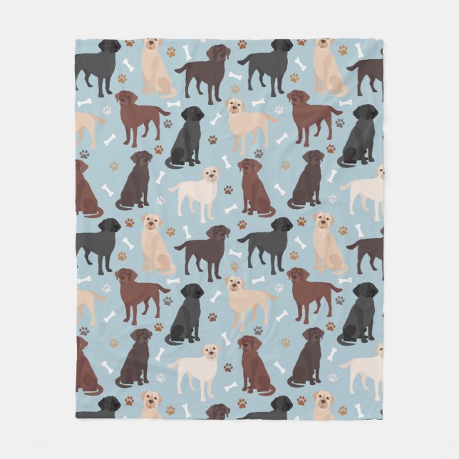 Labrador Retriever Paws and Bones Fleece Blanket (Front)