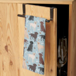 Labrador Retriever Paws and Bones Kitchen Towel<br><div class="desc">Cute Labrador Retriever dogs with black, chocolate, red and yellow coat colors. Lab dogs with paw prints and dog bones pattern.</div>