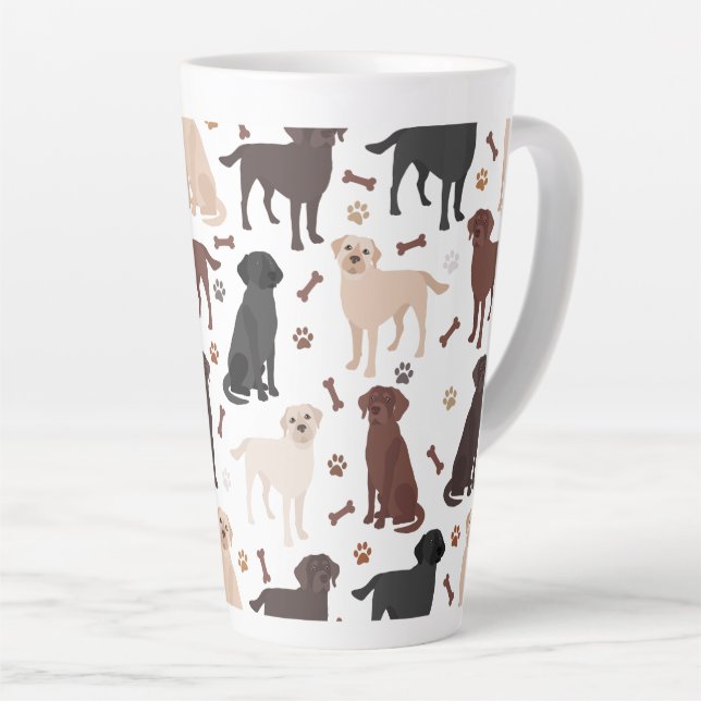 Labrador Retriever Paws and Bones Latte Mug (Right Angle)