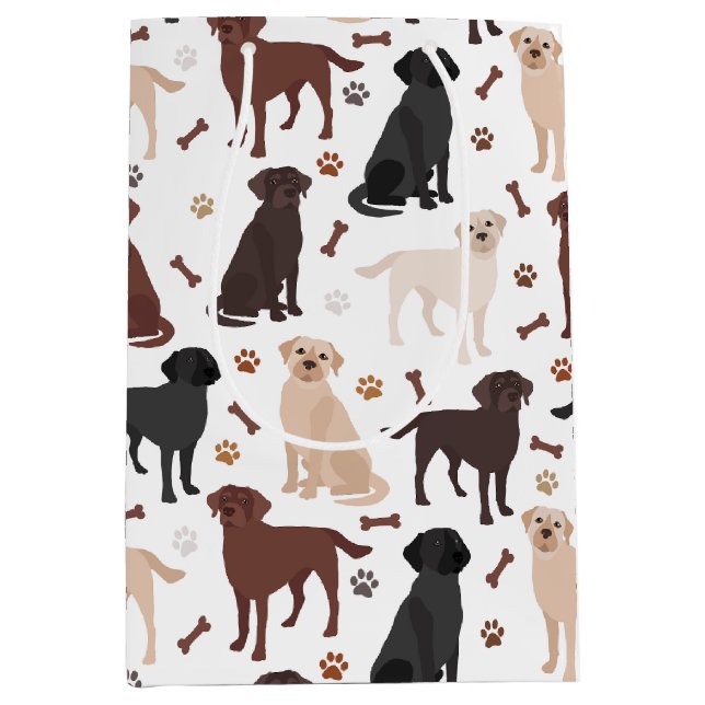 Labrador Retriever Paws and Bones Medium Gift Bag (Front)