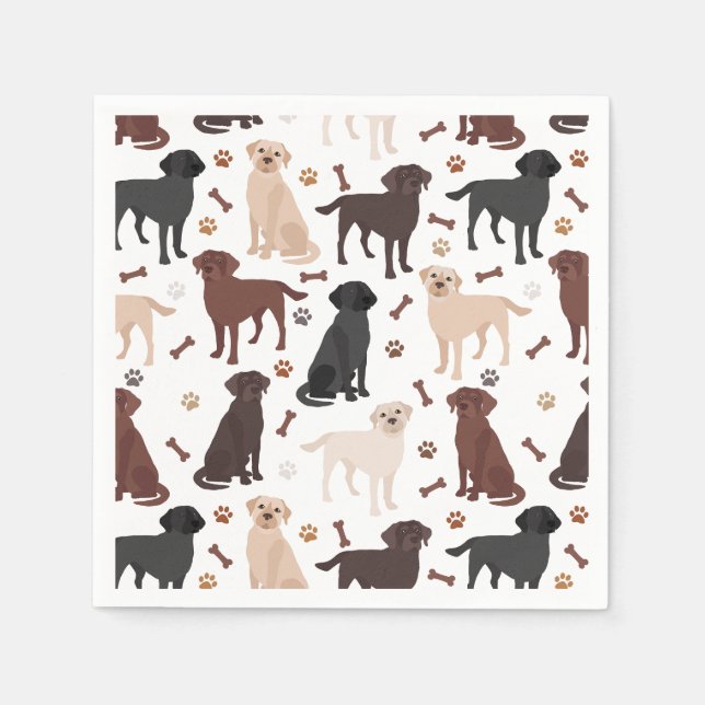 Labrador Retriever Paws and Bones Napkins (Front)