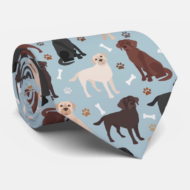 Labrador Retriever Paws and Bones Neck Tie (Rolled)