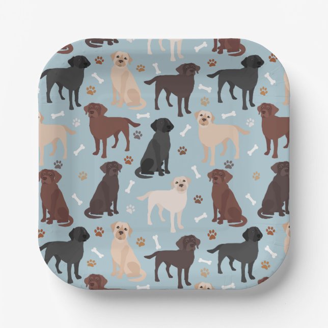 Labrador Retriever Paws and Bones Paper Plates (Front)