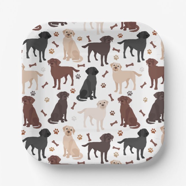 Labrador Retriever Paws and Bones Paper Plates (Front)