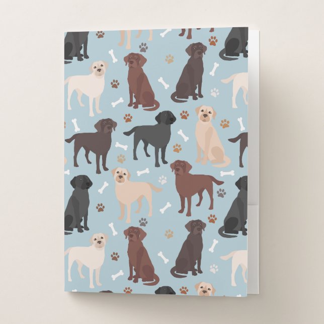 Labrador Retriever Paws and Bones Pocket Folder (Front)