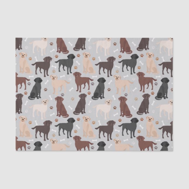 Labrador Retriever Paws and Bones Tissue Paper (Front)
