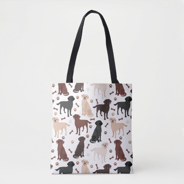 Labrador Retriever Paws and Bones Tote Bag (Front)