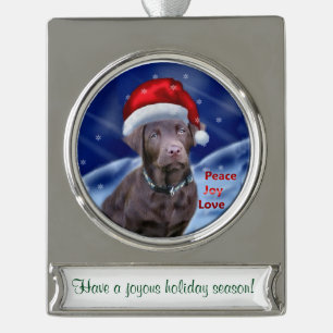 Labrador Retriever Personalized Christmas Silver Plated Banner Ornament