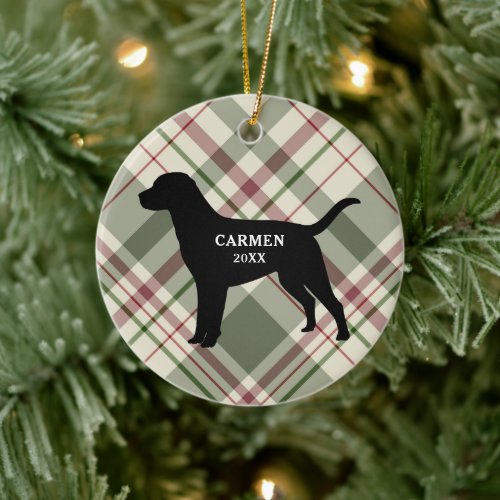 Labrador Retriever Plaid Christmas Ornament