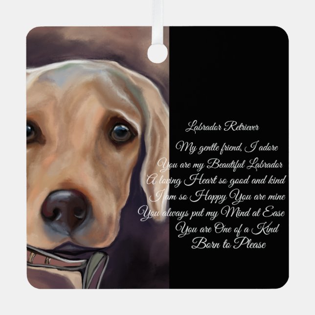 Labrador Retriever Poetry Metal Ornament (Front)