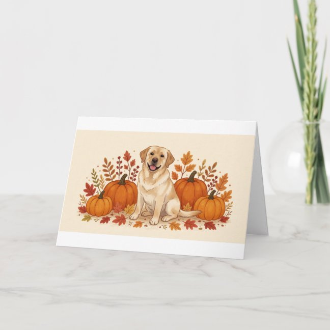 Labrador Retriever Pumpkin spice autumn Greeting C Card