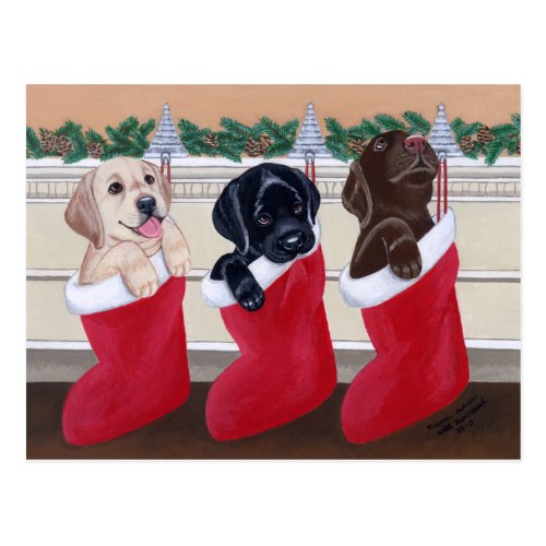 Labrador Retriever Puppies Christmas Post Cards