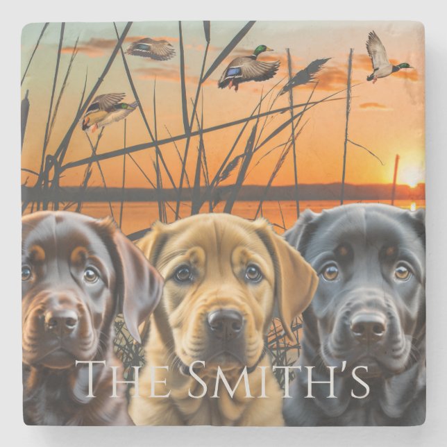 Labrador Retriever Puppy Customized Stone Coaster (Front)