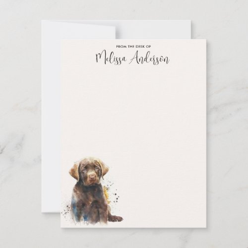 Labrador Retriever Puppy Dog Brown Watercolor  Note Card