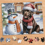 Labrador Retriever Puppy Dog Snowman Christmas Jigsaw Puzzle<br><div class="desc">Looking for a fun and engaging activity to share with your family this holiday season? Look no further than our jigsaw puzzle collection featuring playful Labrador Retrievers! As a dog lover, you'll adore the variety of designs we offer, including cute and cuddly puppies, lovable yellow, chocolate, and black Labs, and...</div>