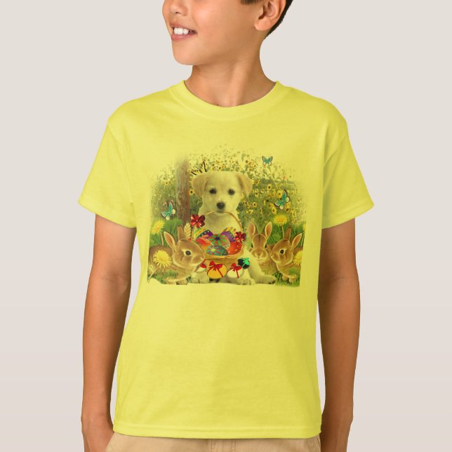 Labrador Retriever Puppy Easter Egg Hunt T-Shirt (Front)