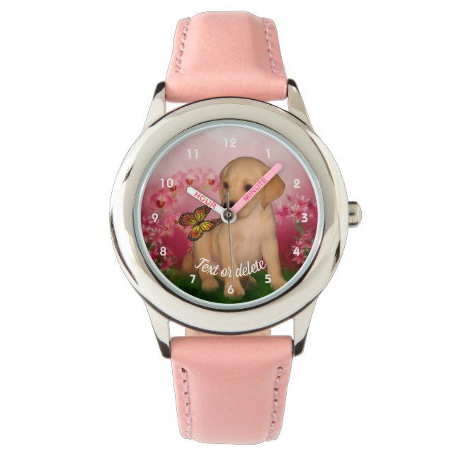 Labrador Retriever Puppy Fantasy Art Personalized Watch (Front)