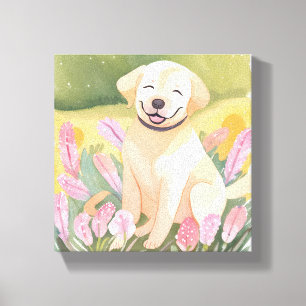 Labrador Retriever Puppy Lab Dog Cute Watercolor Canvas Print