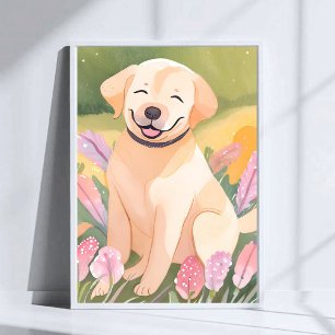 Labrador Retriever Puppy Lab Dog Cute Watercolor Poster