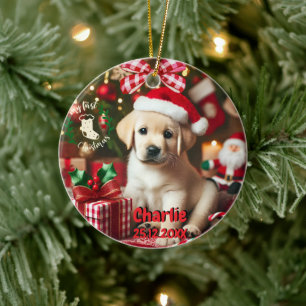 Labrador Retriever Puppy My First Christmas Ceramic Ornament