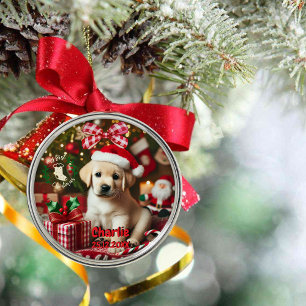 Labrador Retriever Puppy My First Christmas Metal Ornament