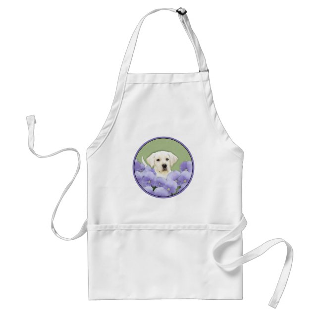Labrador Retriever Puppy Painting Original Dog Art Adult Apron (Front)