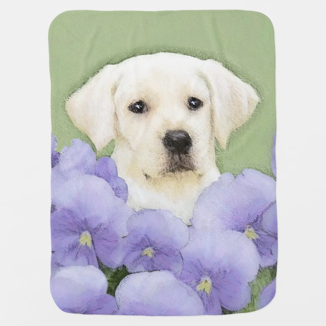 Labrador Retriever Puppy Painting Original Dog Art Baby Blanket (Front)
