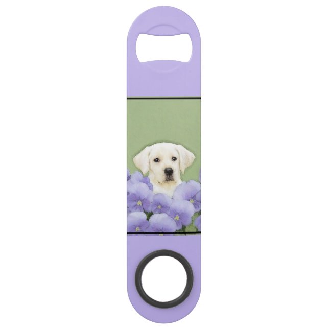 Labrador Retriever Puppy Painting Original Dog Art Bar Key (Back)