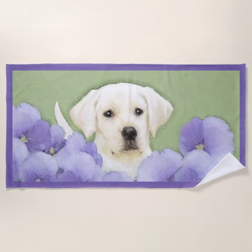 Labrador Retriever Puppy Painting Original Dog Art Beach Towel