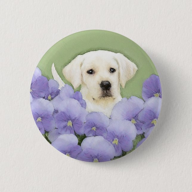 Labrador Retriever Puppy Painting Original Dog Art Button (Front)