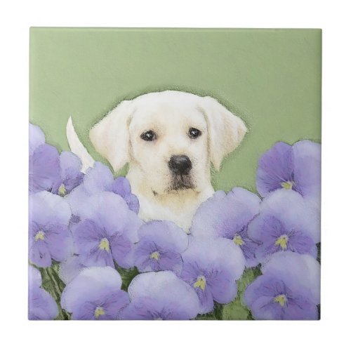 Labrador Retriever Puppy Painting Original Dog Art Ceramic Tile