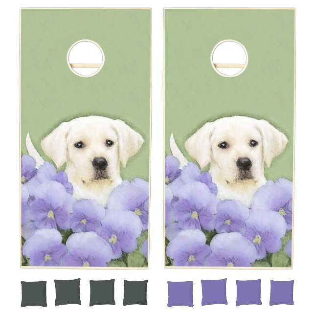 Labrador Retriever Puppy Painting Original Dog Art Cornhole Set (Set)
