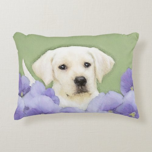 Labrador Retriever Puppy Painting Original Dog Art Decorative Pillow