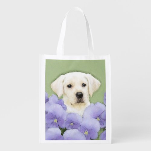 Labrador Retriever Puppy Painting Original Dog Art Grocery Bag