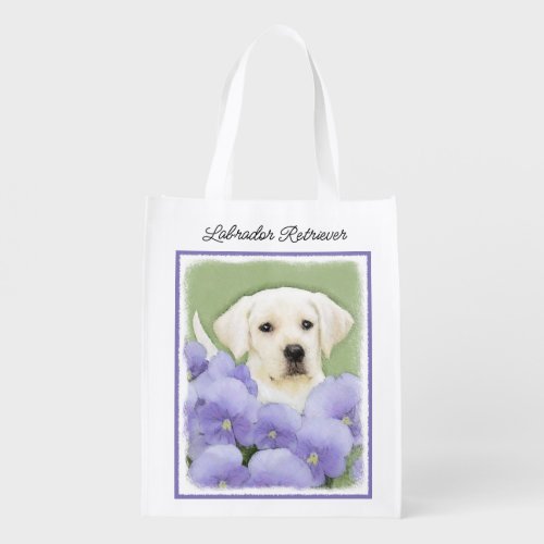 Labrador Retriever Puppy Painting Original Dog Art Grocery Bag