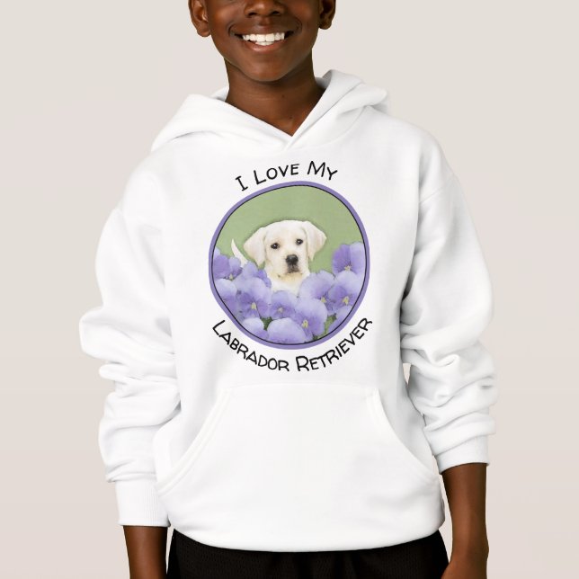 Labrador Retriever Puppy Painting Original Dog Art Hoodie (Front)