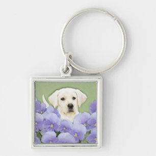 Labrador Retriever Puppy Painting Original Dog Art Keychain