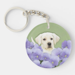 Labrador Retriever Puppy Painting Original Dog Art Keychain