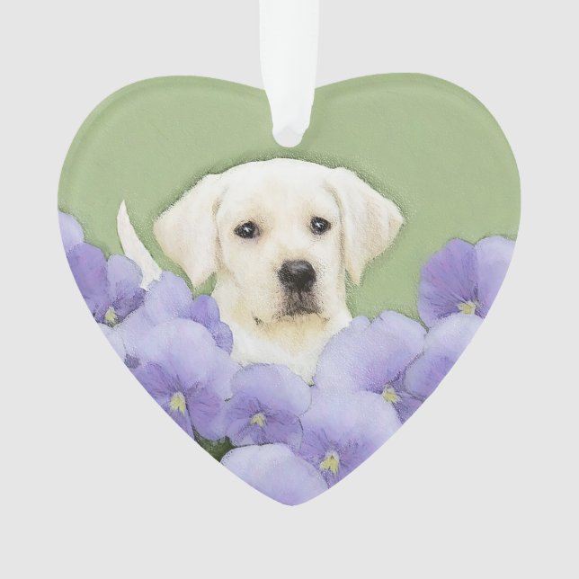 Labrador Retriever Puppy Painting Original Dog Art Ornament (Front)