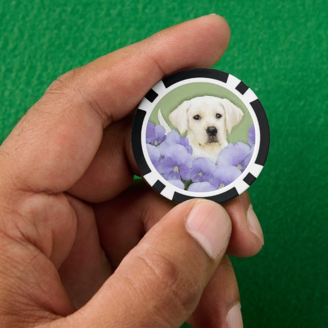 Labrador Retriever Puppy Painting Original Dog Art Poker Chips (Hand)