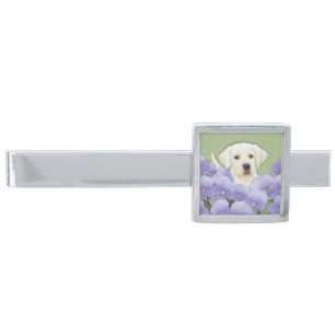 Labrador Retriever Puppy Painting Original Dog Art Silver Finish Tie Bar