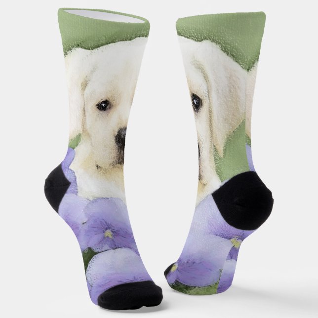 Labrador Retriever Puppy Painting Original Dog Art Socks (Angled)