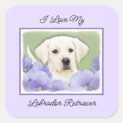 Labrador Retriever Puppy Painting Original Dog Art Square Sticker