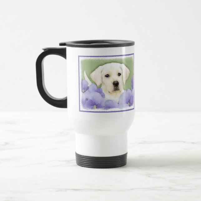 Labrador Retriever Puppy Painting Original Dog Art Travel Mug (Left)