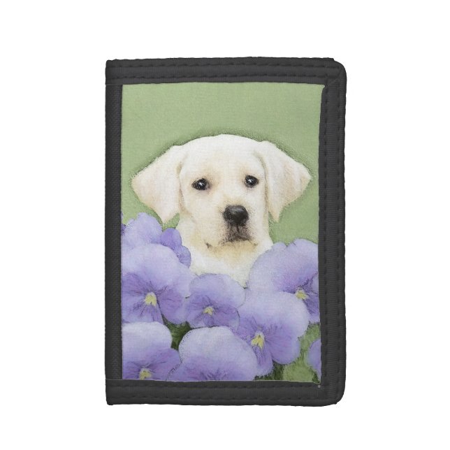 Labrador Retriever Puppy Painting Original Dog Art Trifold Wallet (Front Vertical)