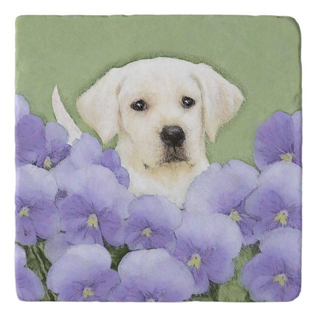 Labrador Retriever Puppy Painting Original Dog Art Trivet (Front)