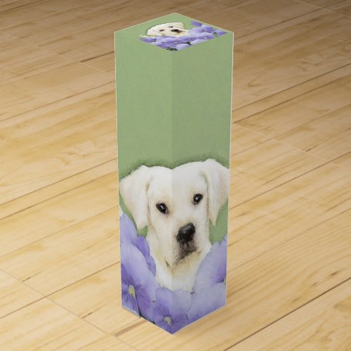 Labrador Retriever Puppy Painting Original Dog Art Wine Box