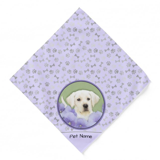 Labrador Retriever Puppy Painting Yellow Dog Art Bandana (Front)