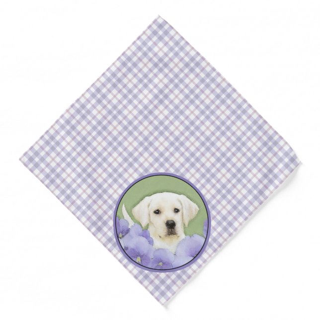 Labrador Retriever Puppy Painting Yellow Dog Art Bandana (Front)