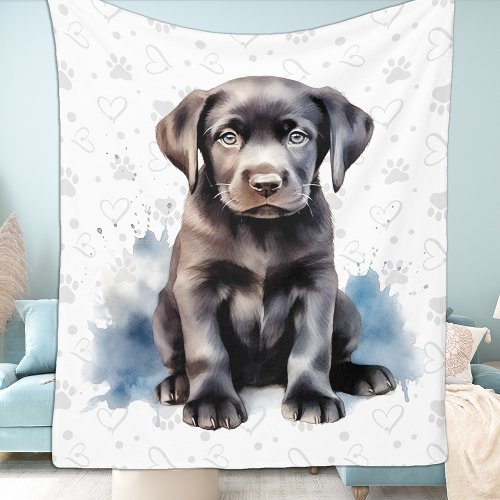 Labrador Retriever Puppy Paw Prints Dog Lover Fleece Blanket